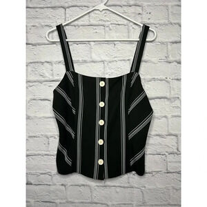 NWT Vince Camuto Womens Black Striped Square Neck Tank Top M.